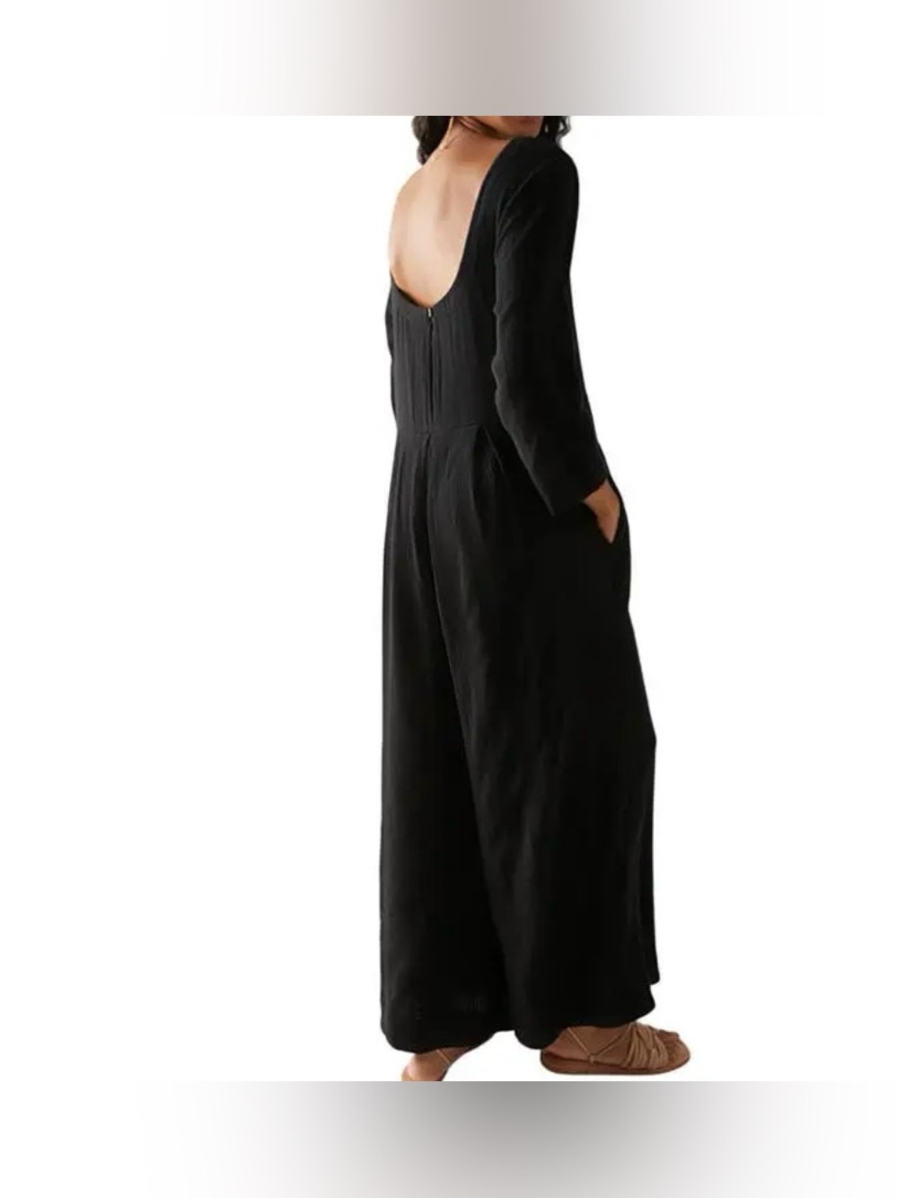 Free People Shiloh Cotton & Linon Black Jumpsuit Sz XS